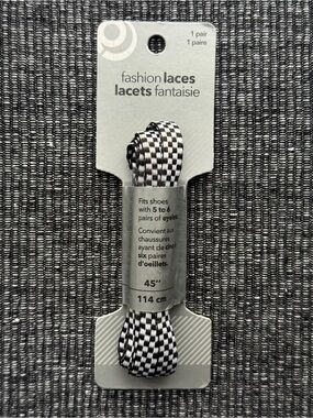 Black White Checkered Fashion Shoelaces 45” 114cm New